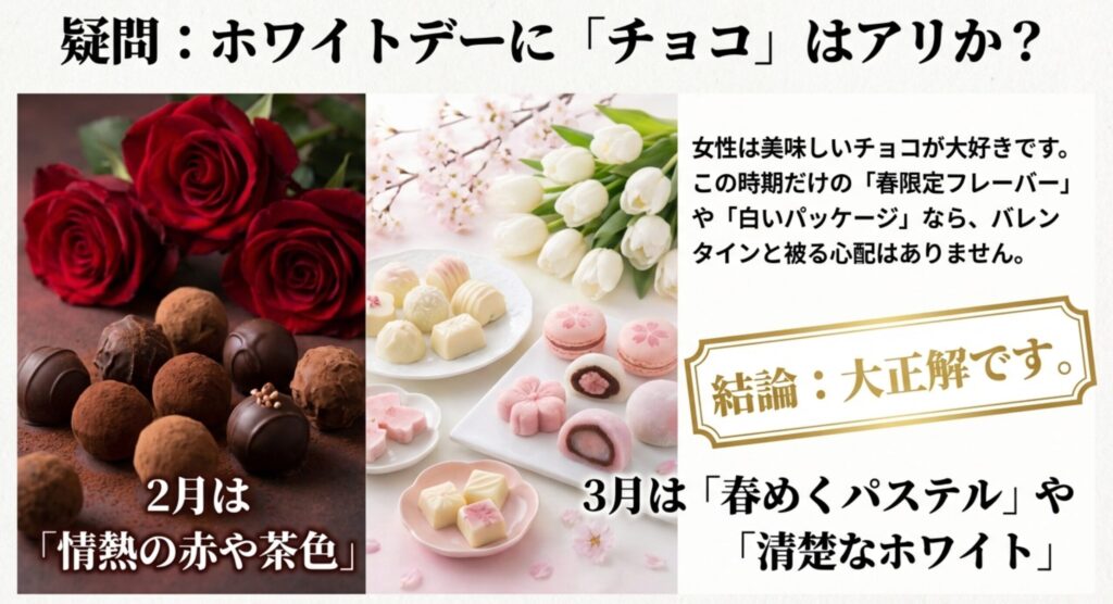 「バレンタインもチョコだったのに、ホワイトデーのお返しもチョコでいいの？」