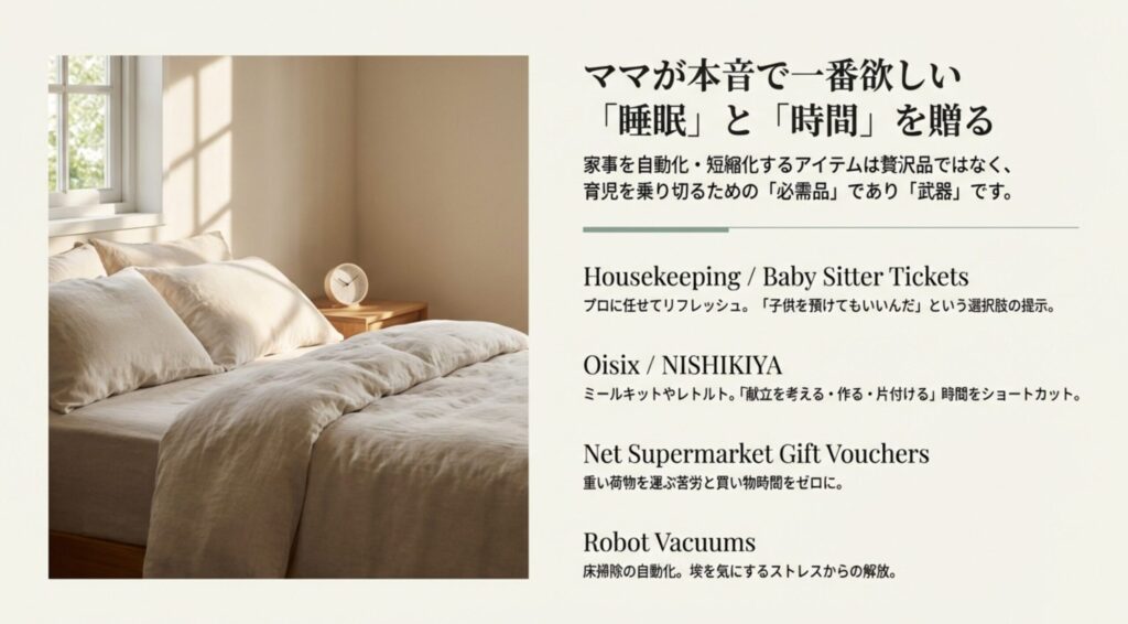 ママが本音で一番欲しい睡眠と時間を贈る