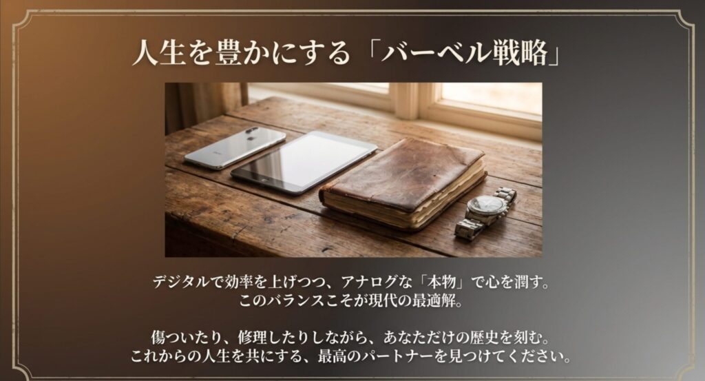 人生を豊かにするバーベル戦略：デジタルとアナログの融合