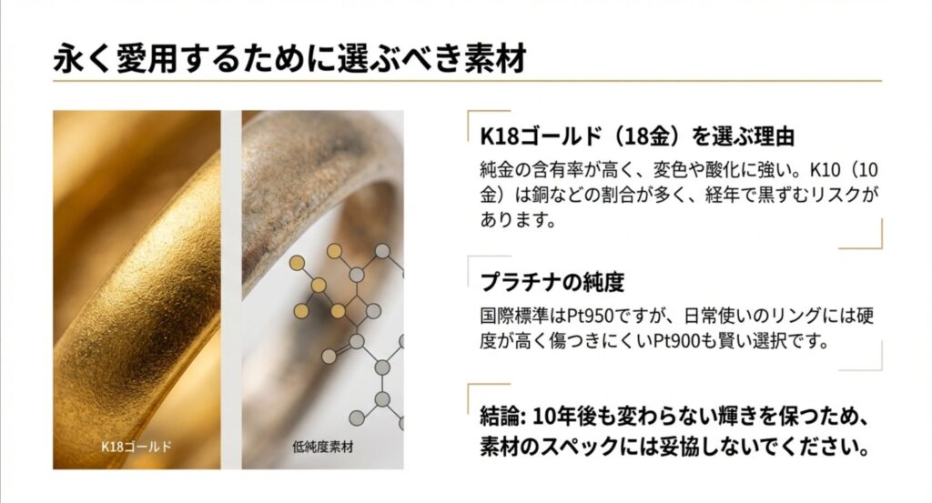 永く愛用するために選ぶべきK18ゴールドとプラチナの素材スペック比較
