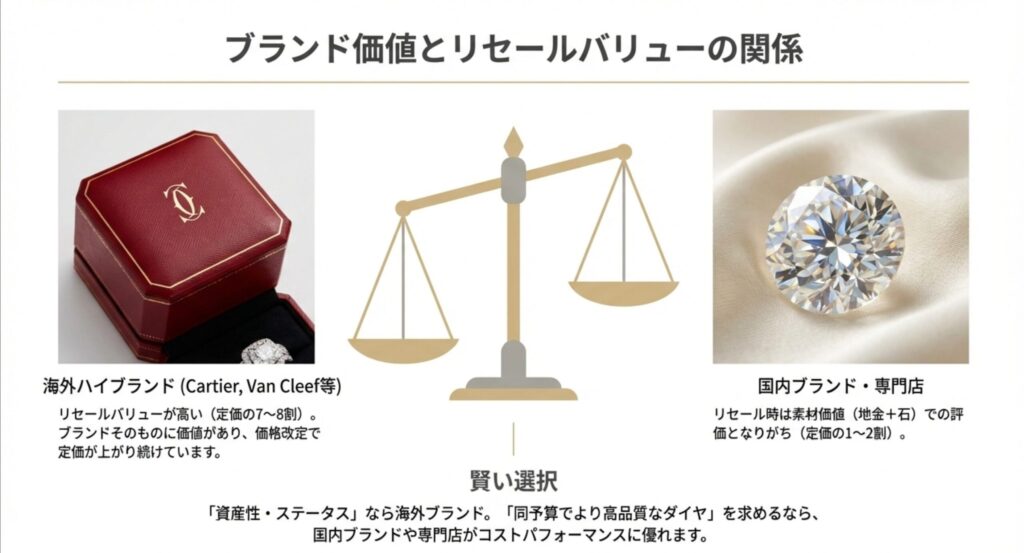 海外ハイブランドと国内ブランドジュエリーのリセールバリューと価値の違い