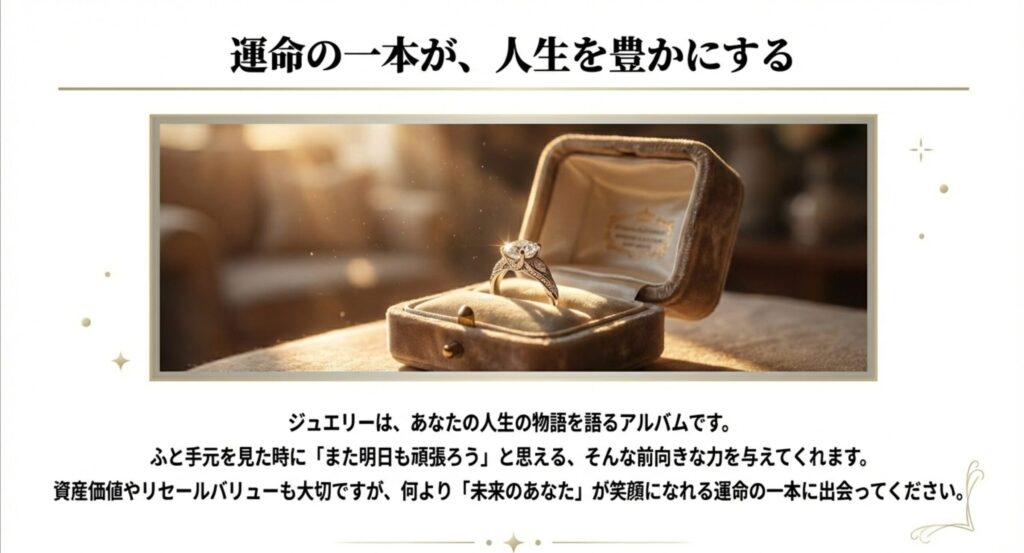 人生を豊かにする運命の一本との出会いとジュエリーが与えてくれる前向きな力