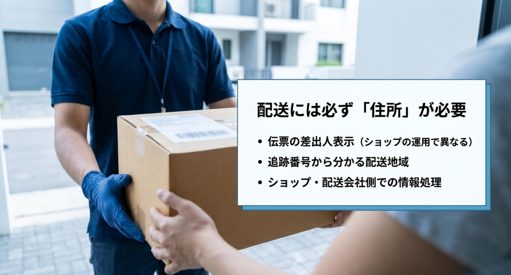 配送型ソーシャルギフトでは自宅配送に住所が必要で、伝票表示や追跡画面の情報はショップや配送会社によって異なる