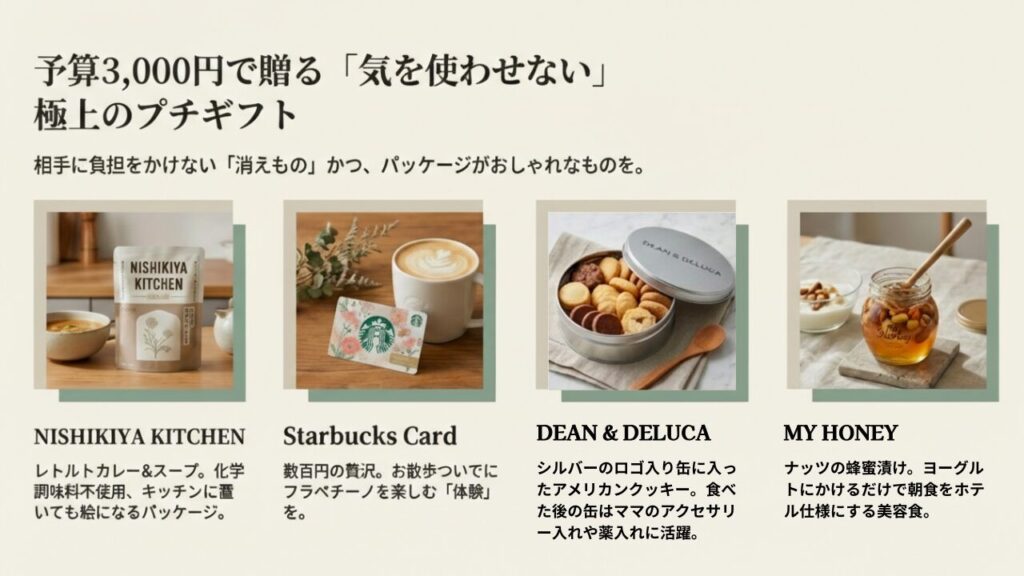 予算3,000円で贈る気を使わせない極上のプチギフト