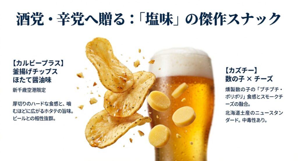 甘くない塩味系のおつまみや海産物