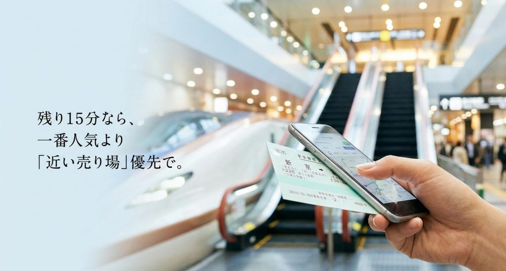 東京駅で新幹線まで残り15分なら一番人気より近い売り場を優先するイメージ