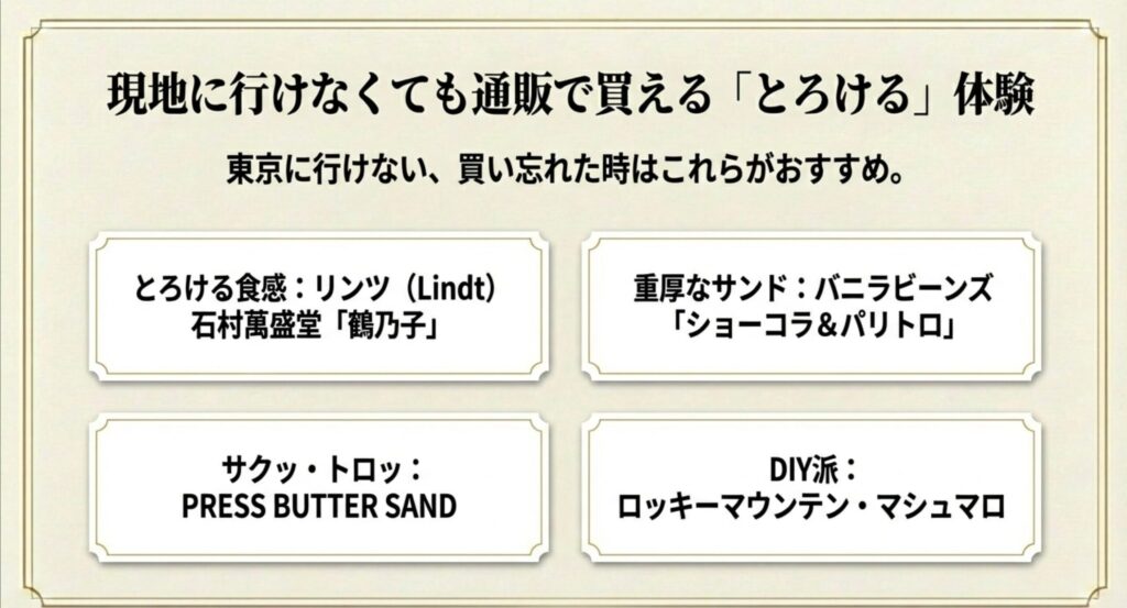 現地に行けない時の名品リスト：リンツ、バニラビーンズ、プレスバターサンドなど