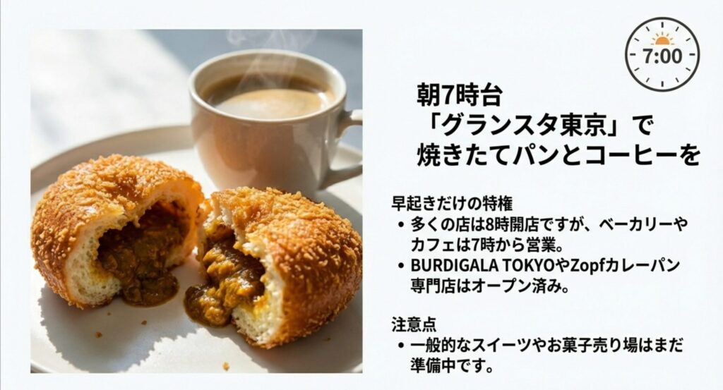 朝7時から営業しているグランスタ東京のベーカリーとカフェ