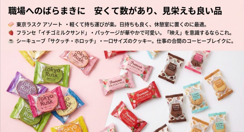 職場へのばらまきに最適な東京ラスク、フランセ、シーキューブのお菓子
