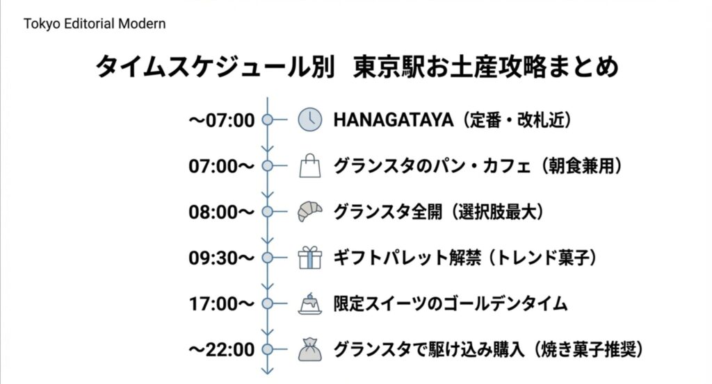 時間帯別東京駅お土産攻略タイムラインまとめ