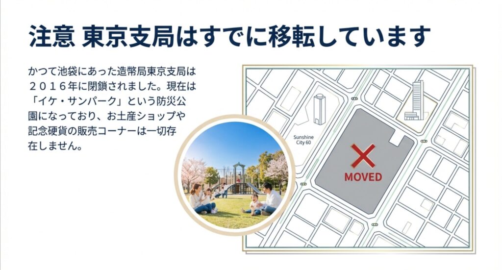 かつて池袋にあった造幣局東京支局は閉鎖され、現在はイケ・サンパークになっています