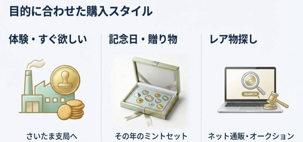 目的に合わせて、さいたま支局、通販、オークションなどを使い分けよう