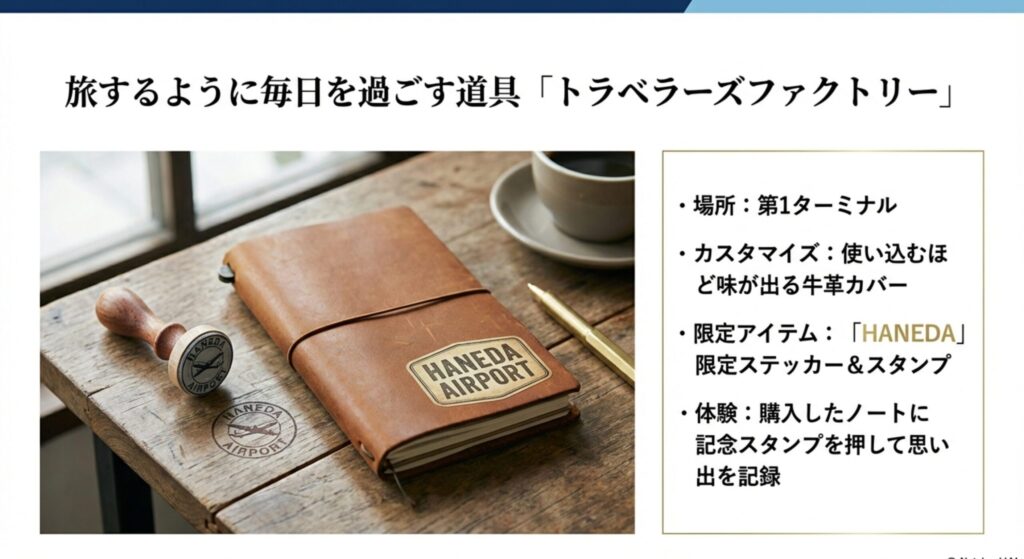 トラベラーズファクトリーの羽田空港限定ノートとスタンプ、革の経年変化