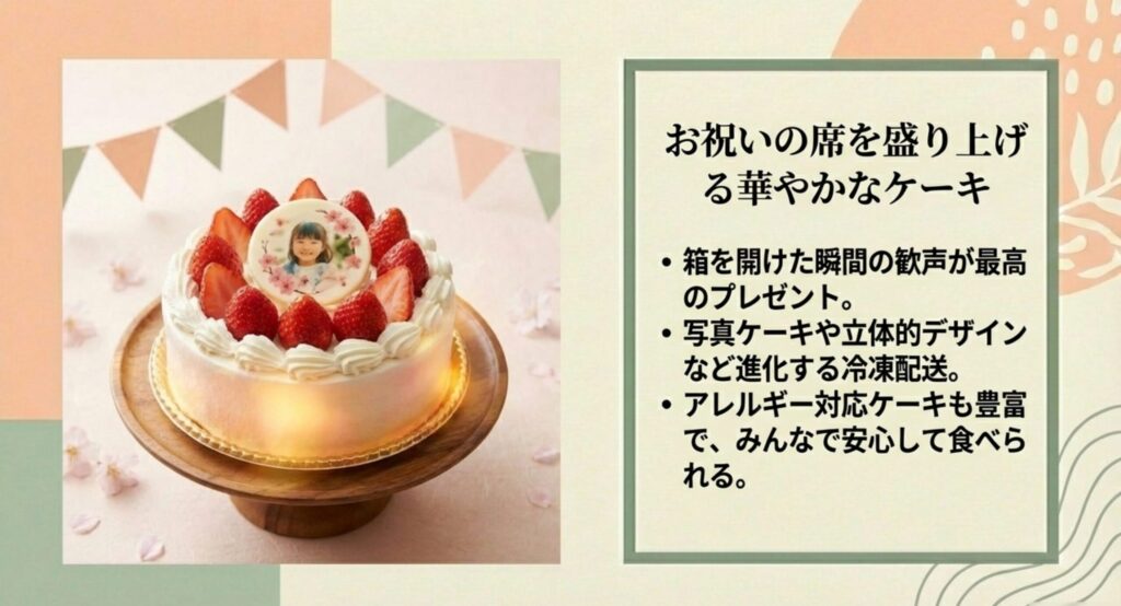 お祝いの席を盛り上げる華やかで美味しそうなデコレーションケーキ