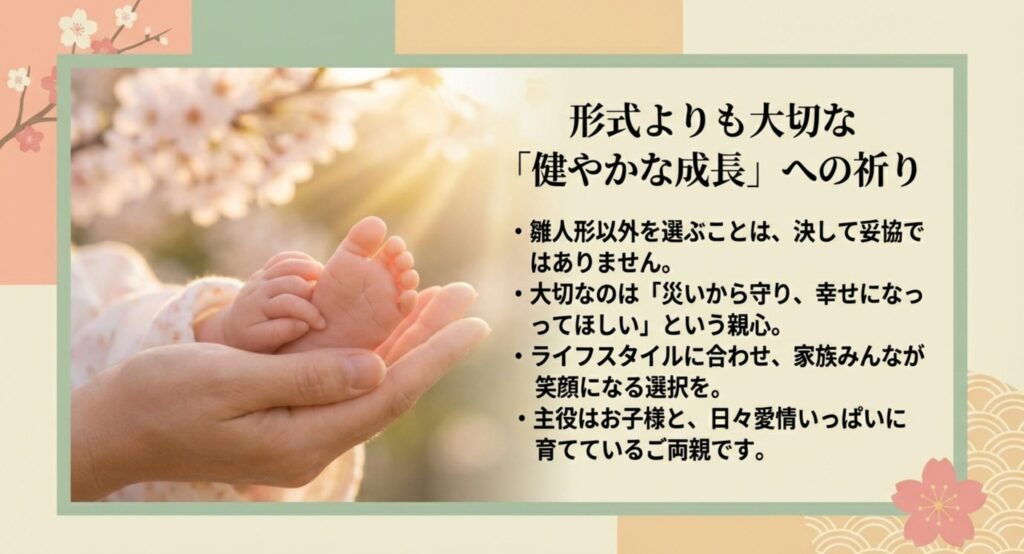 形式よりもお子様の健やかな成長と幸せを願う家族のイメージ