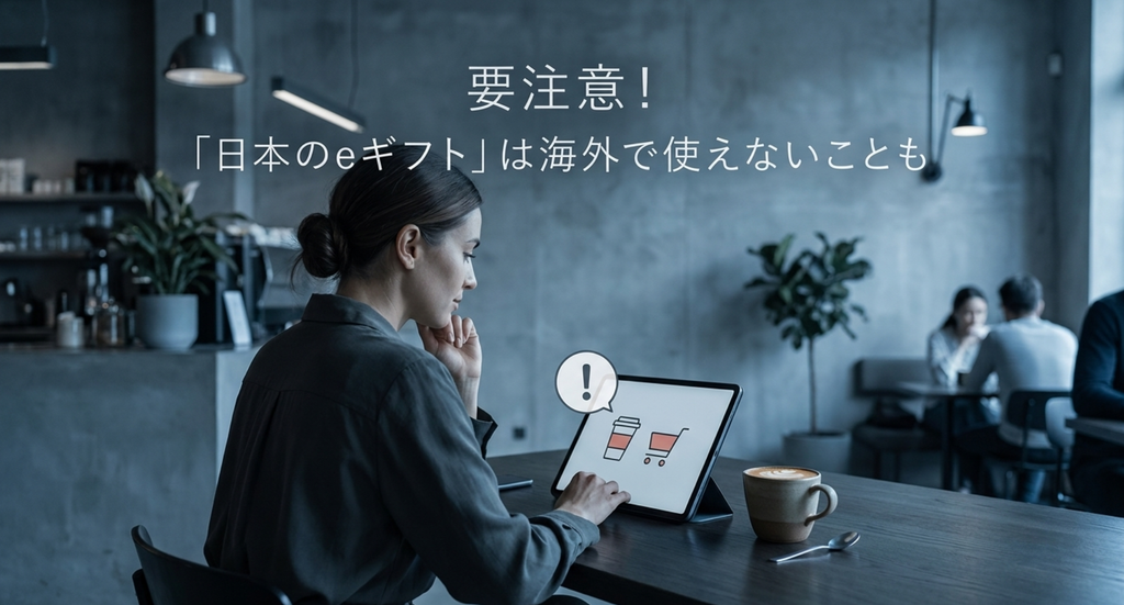 日本で購入したeギフトは海外の同じブランド店舗で使えるとは限らないため利用地域を確認する