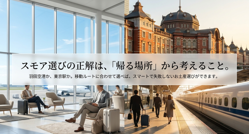 羽田空港か東京駅か、帰る場所に合わせて東京のスモア土産を選ぶ考え方