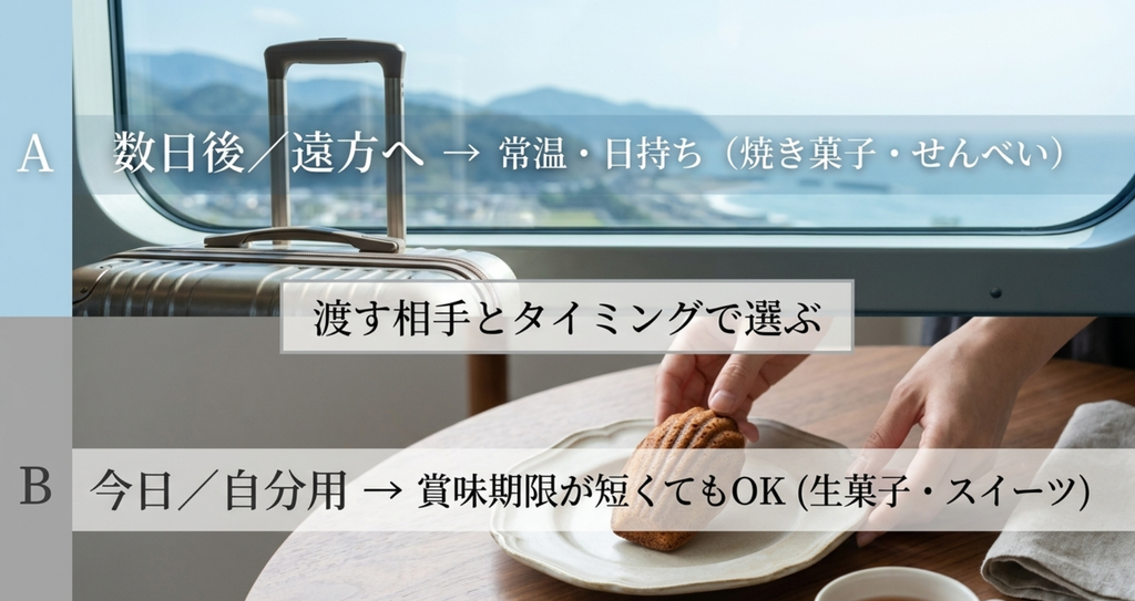 東京の穴場土産は数日後や遠方へ渡すなら常温で日持ちする品、自分用なら賞味期限が短いスイーツも選べる