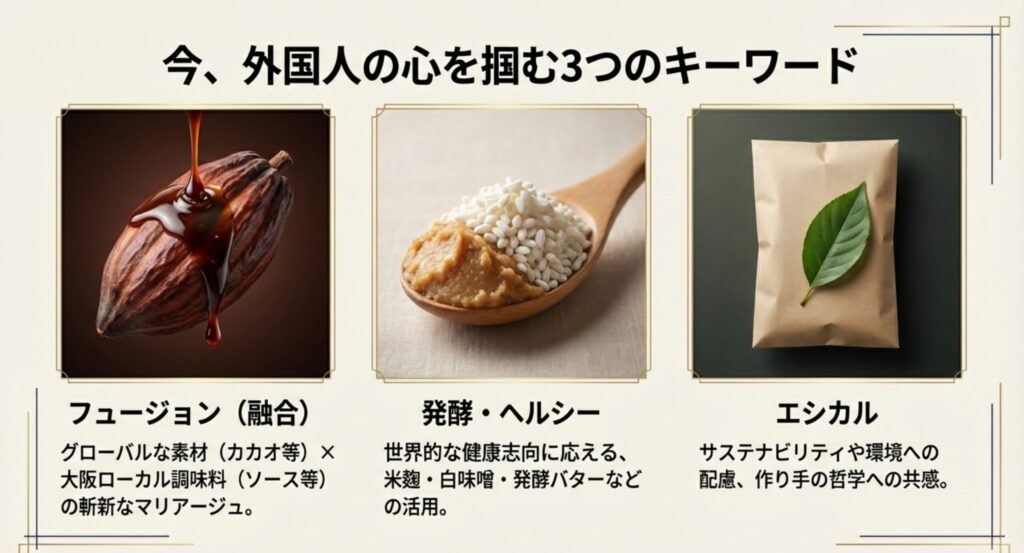 2026年大阪お土産の3大トレンド(フュージョン、発酵、エシカル)