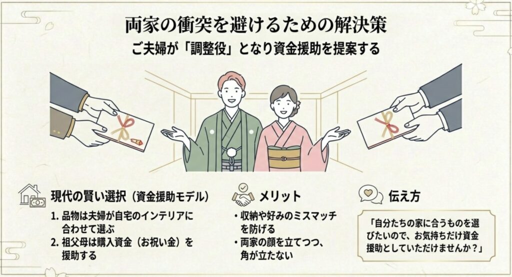 夫婦が調整役となる資金援助モデル