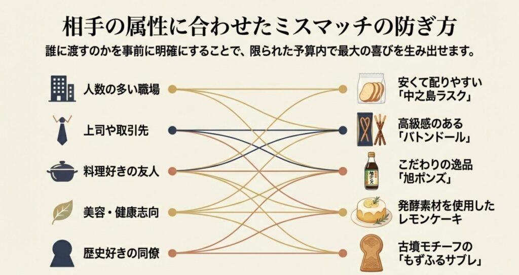 相手の属性に合わせたお土産のミスマッチの防ぎ方