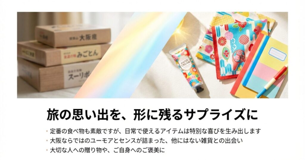 旅の思い出を形に残るサプライズにする大阪土産