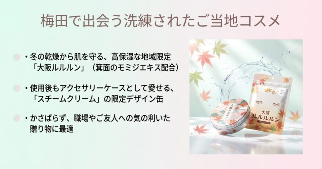 梅田で出会う洗練されたご当地コスメ・大阪ルルルン