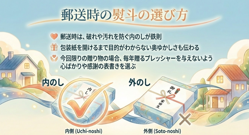 郵送時の熨斗の選び方 破れや汚れを防ぐ内のしが鉄則