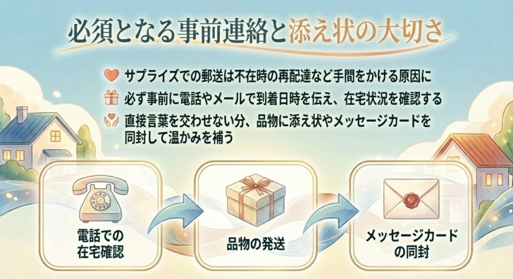 必須となる事前連絡と添え状の大切さ サプライズ郵送は避ける