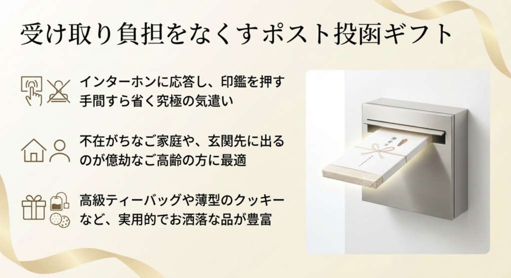 受け取り負担をなくすポスト投函ギフト 不在がちなご家庭に最適