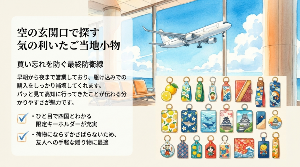 空の玄関口で探す気の利いたご当地小物キーホルダー