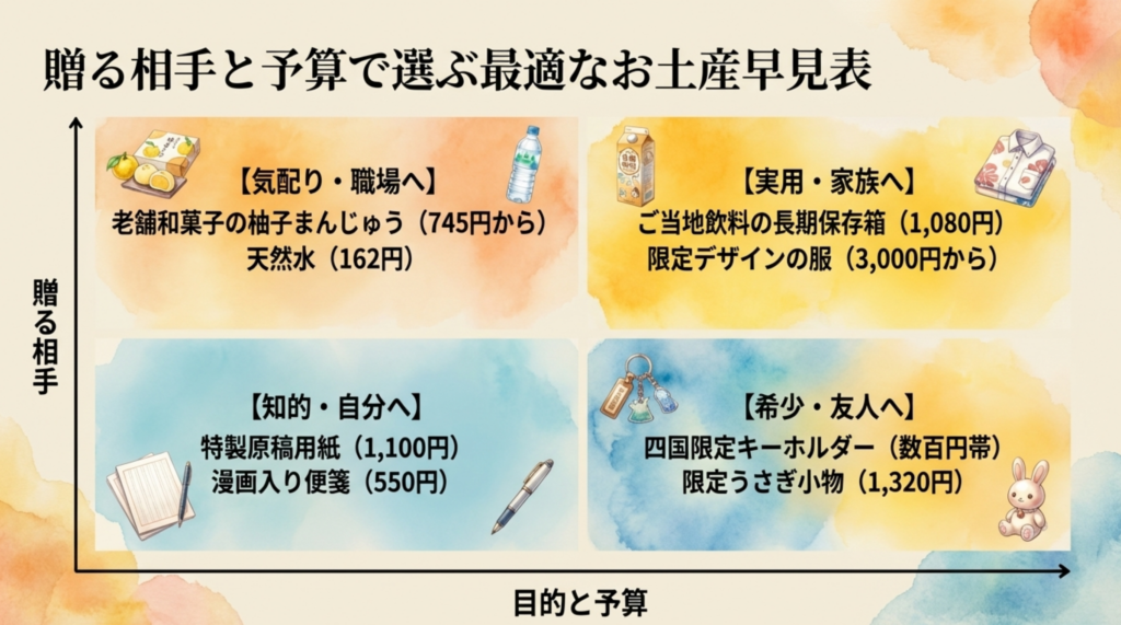 贈る相手と予算で選ぶ最適なお土産早見表