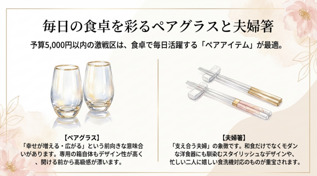 新婚生活の食卓を彩るペアアイテムのイメージ