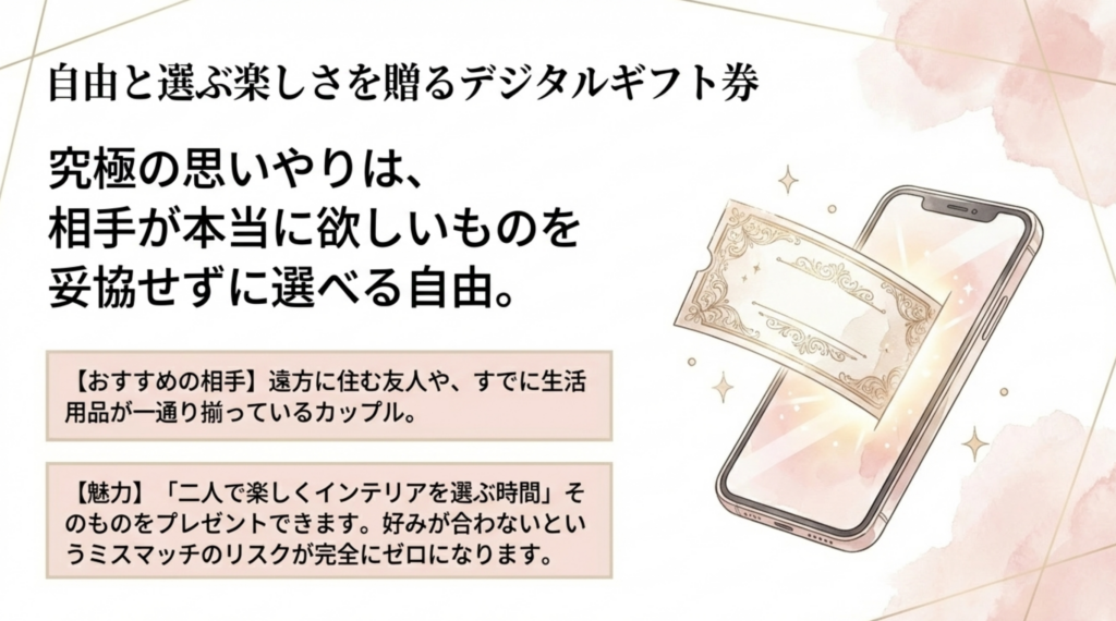 スマートフォンで贈れるデジタルギフト券のイメージ