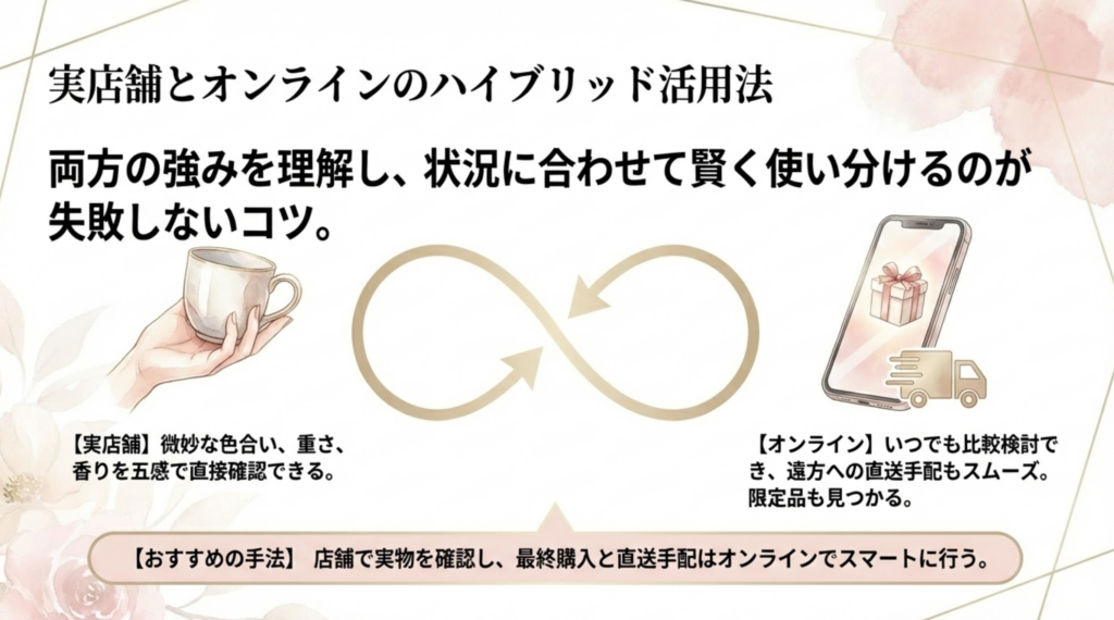 スマホ画面の中のギフトボックスと配送トラックのイラスト