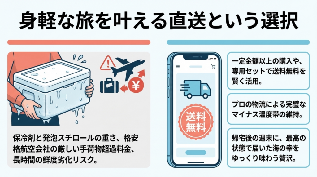 身軽な旅を叶え鮮度を保つクール便直送サービスの活用