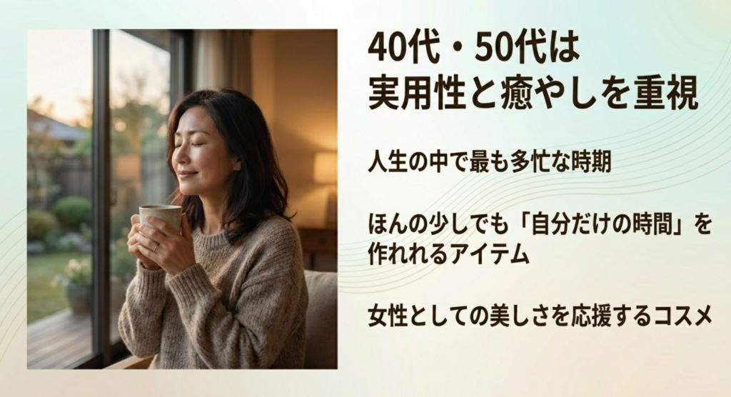 40代と50代は実用性と癒やしを重視