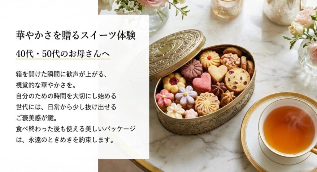 40代・50代のお母さんが喜ぶ華やかなスイーツ体験