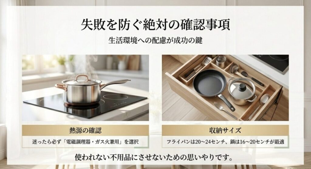 IH対応の鍋や収納に困らないサイズのフライパン