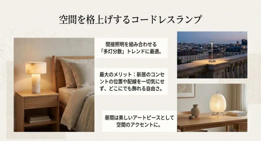 空間を格上げするザラホームのお洒落なコードレステーブルランプ