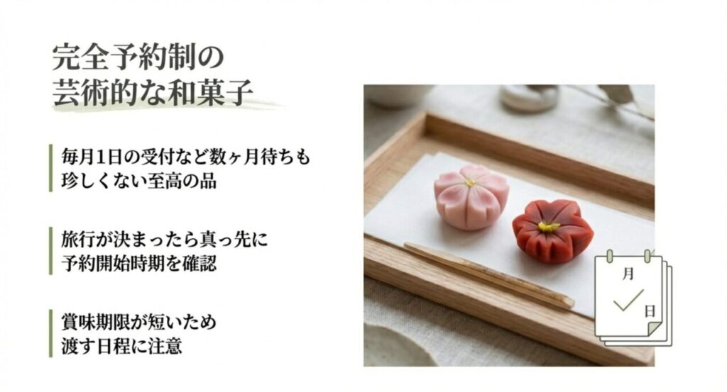 完全予約制の芸術的な和菓子