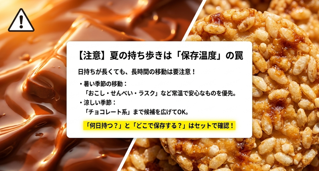 夏の大阪土産は賞味期限だけでなく保存温度も確認し、暑い季節は持ち歩きやすい菓子を優先する