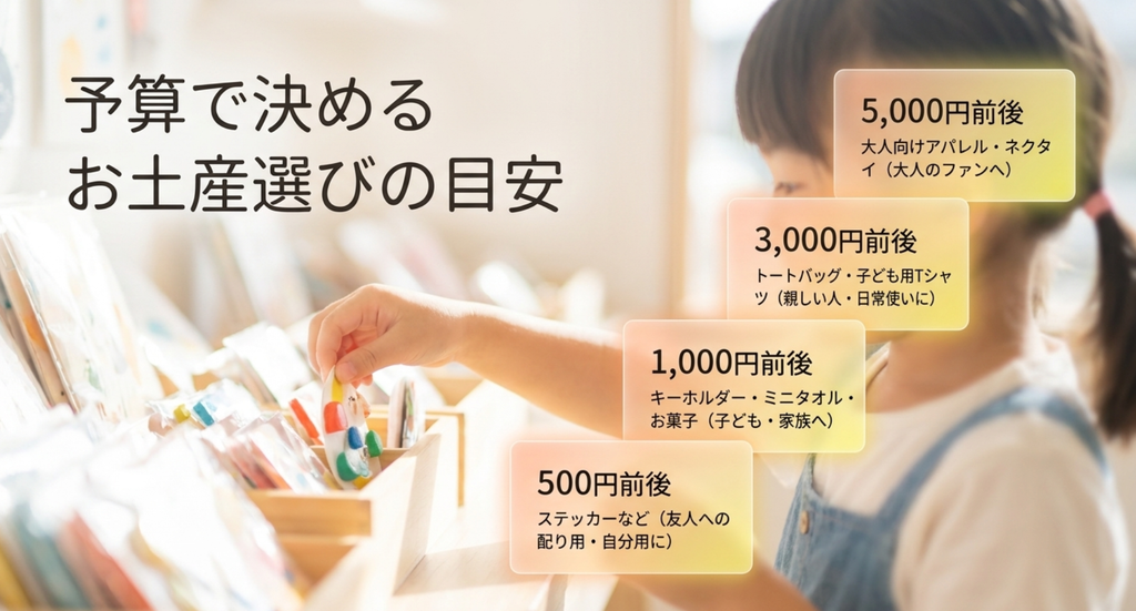 500円前後、1000円前後、3000円前後、5000円前後の予算別に高知のアンパンマンお土産を選ぶ目安