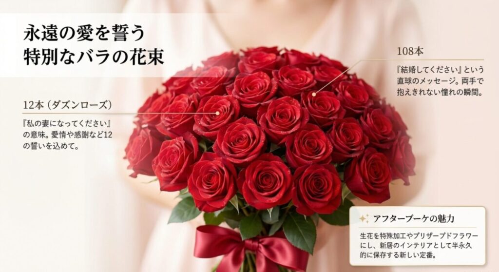 永遠の愛を誓う特別なバラの花束