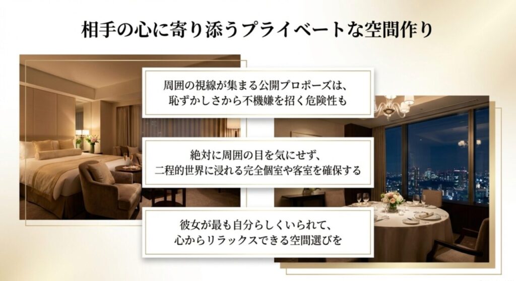 相手の心に寄り添うプライベートな空間作り