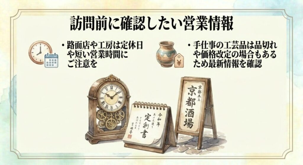 店舗訪問前に確認したい定休日や営業時間のイメージ