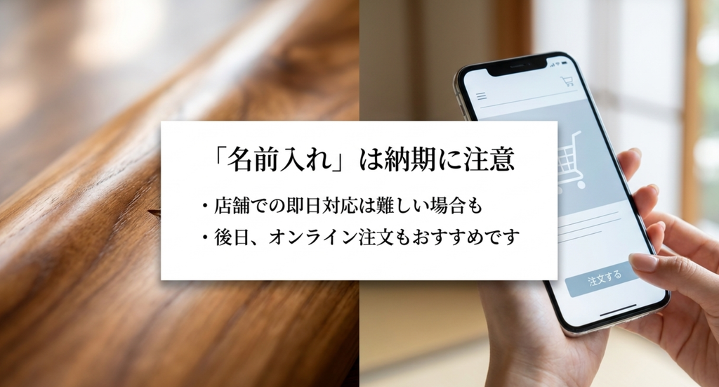 京都で木刀に名前を入れる場合は即日対応できないこともあり納期を確認してオンライン注文も検討する