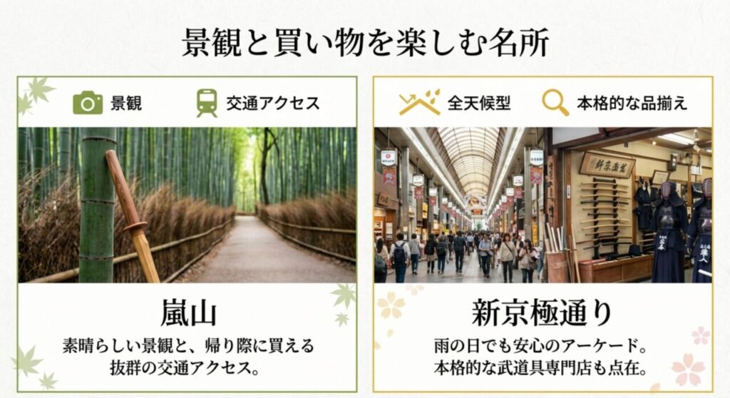 景観と交通アクセスが良い嵐山エリア