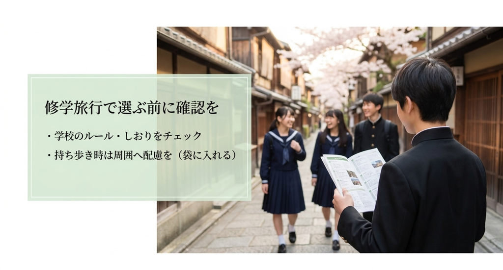 修学旅行で京都の木刀を買う前に学校のルールやしおりを確認し袋に入れて周囲へ配慮する