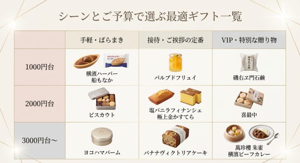 シーンとご予算で選ぶ最適ギフト一覧